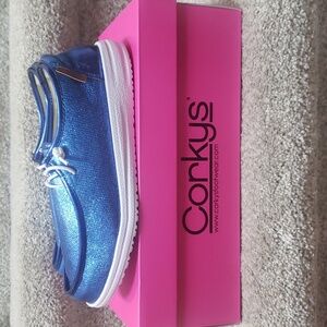 Corkys Electric Blue Crinkle NIB Size 7